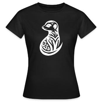 Putziges Erdmännchen im Tattoo Style - Frauen T-Shirt - Schwarz - Vorne - AI Model Female 172 dark (172cm)