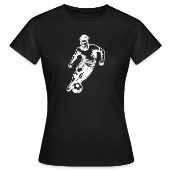 Schneller Fussballspieler mit Ball im Angriff - Frauen T-Shirt - Schwarz - Vorne - AI Model Female 172 dark (172cm)