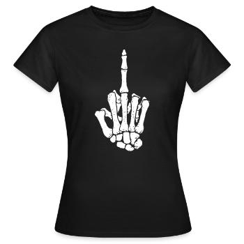 Mittelfinger Skelett Knochenhand - Frauen T-Shirt - Schwarz - Vorne - AI Model Female 172 dark (172cm)