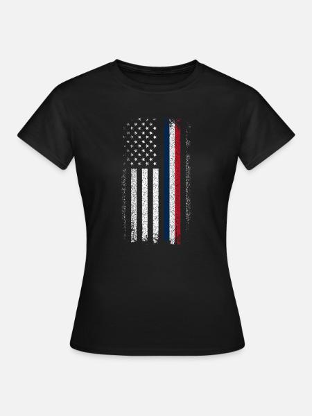 Notende Flagge: Blaue Rote Linie - Frauen T-Shirt - Schwarz