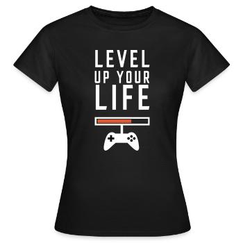 Verbessern Sie Ihren Lebensstandard beim Spielen - Frauen T-Shirt - Schwarz - Vorne - AI Model Female 172 dark (172cm)