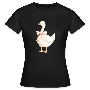 Ente mit rosa Schleife - Frauen T-Shirt - Schwarz - Vorne - AI Model Female 172 dark (172cm)