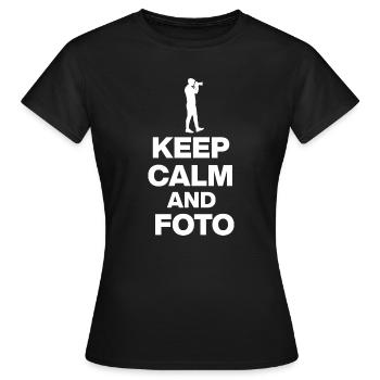 RESTEZ CALMES ET PRENEZ UNE PHOTO ! PHOTOGRAPHE APPAREIL PHOTO - T-shirt Femme - noir - Devant - AI Model Female 172 dark (172cm)