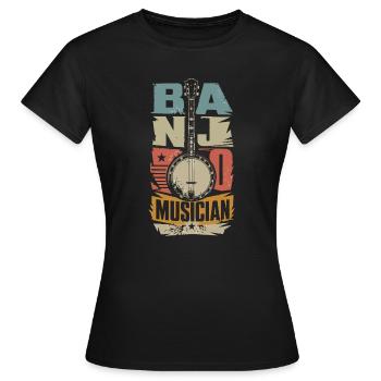 Banjo Vintage Banjo Banjo Musique country, - T-shirt Femme - noir - Devant - AI Model Female 172 dark (172cm)