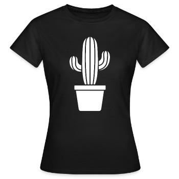 Kaktus Silhouette im Topf Pflanzenmotiv - Frauen T-Shirt - Schwarz - Vorne - AI Model Female 172 dark (172cm)