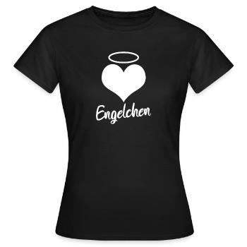 Herz Engelchen Wort Heiligenschein - Frauen T-Shirt - Schwarz - Vorne - AI Model Female 172 dark (172cm)