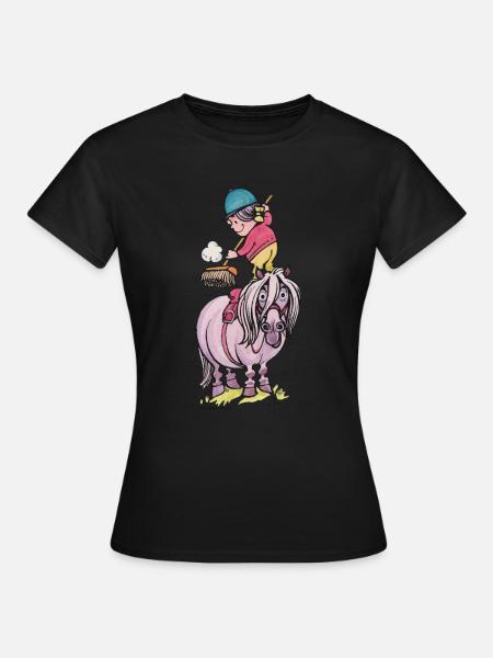 Thelwell Rider Cleaning Their Horse - Women's T-Shirt - black