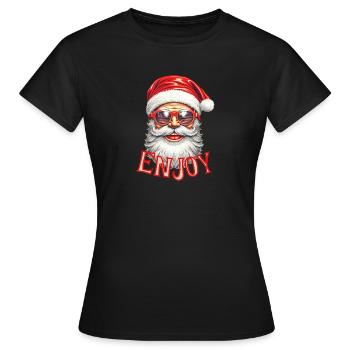 Père Noël profiter - T-shirt Femme - noir - Devant - AI Model Female 172 dark (172cm)