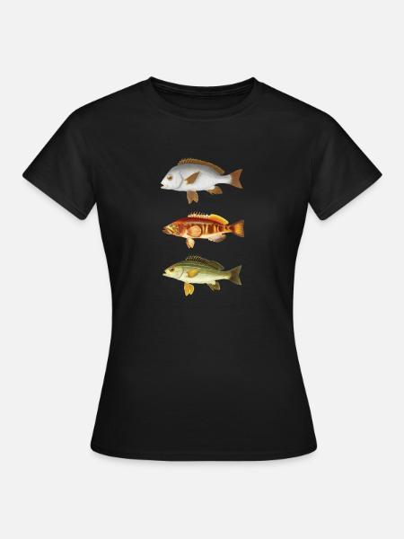 Illustrasjon av fiskearter fiskefisker fisk - Dame-T-shirt - sort