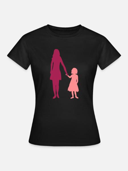 Duo Mädchen Mama - Frauen T-Shirt - Schwarz
