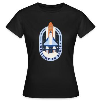 Willkommen im Weltraum Willkommen im Weltraum Gesc - Frauen T-Shirt - Schwarz - Vorne - AI Model Female 172 dark (172cm)