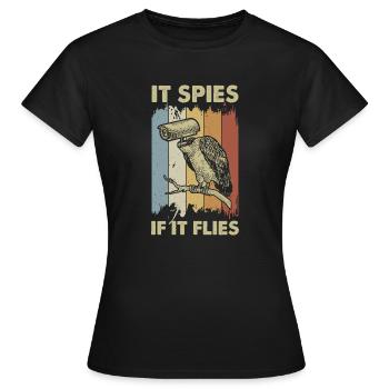 Vintage Spy Monitoring Guard Spy Bird - Women's T-Shirt - black - Front - AI Model Female 172 dark (172cm)