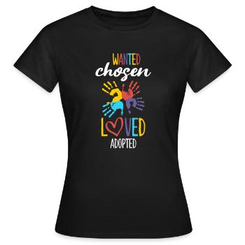 Loved Adopted - Frauen T-Shirt - Schwarz - Vorne - AI Model Female 172 dark (172cm)