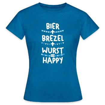 Dirndl Trachten München - Frauen T-Shirt - Antikblaues Saphir meliert - Vorne - AI Model Female 172 dark (172cm)