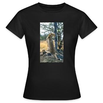 Gepard mit Baby Kenya - Frauen T-Shirt - Schwarz - Vorne - AI Model Female 172 dark (172cm)