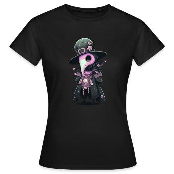 Médecin de la peste avec des cœurs - T-shirt Femme - noir - Devant - AI Model Female 172 dark (172cm)