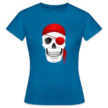 Pirate du crâne - T-shirt Femme - bleu saphir antique chiné - Devant - AI Model Female 172 dark (172cm)