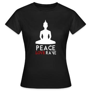 Paix Amour Rave R - T-shirt Femme - noir - Devant - AI Model Female 172 dark (172cm)