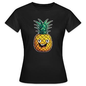 Ananas ananas joyeux - T-shirt Femme - noir - Devant - AI Model Female 172 dark (172cm)