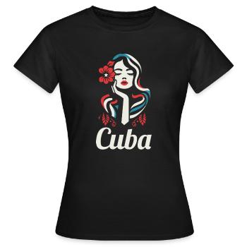 Kuba Land mit schönem Frauendesign - Frauen T-Shirt - Schwarz - Vorne - AI Model Female 172 dark (172cm)