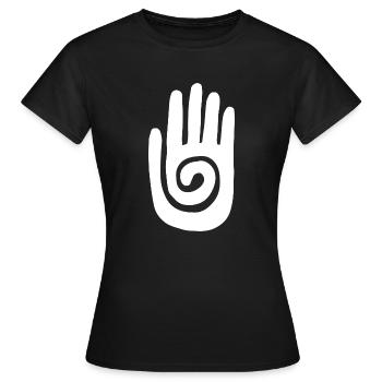 Chaman - Main de Guérison & Symbole de Protection - Blanc - T-shirt Femme - noir - Devant - AI Model Female 172 dark (172cm)