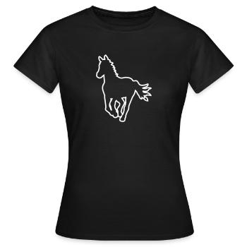 Pferd frontal - Outline - Frauen T-Shirt - Schwarz - Vorne - AI Model Female 172 dark (172cm)