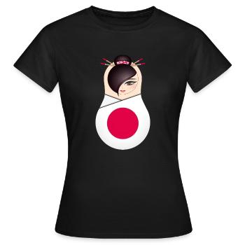 Matroschka  - Team Japan - Frauen T-Shirt - Schwarz - Vorne - AI Model Female 172 dark (172cm)