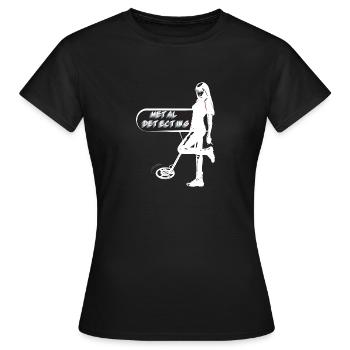 Sexy Schatzsucherin mit Metalldetektor - Frauen T-Shirt - Schwarz - Vorne - AI Model Female 172 dark (172cm)