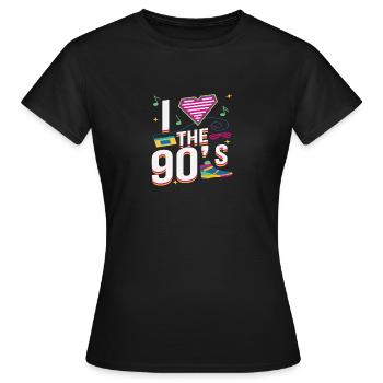 I Love 90s 90s Motto Party Outfit Gift - T-shirt Femme - noir - Devant - AI Model Female 172 dark (172cm)