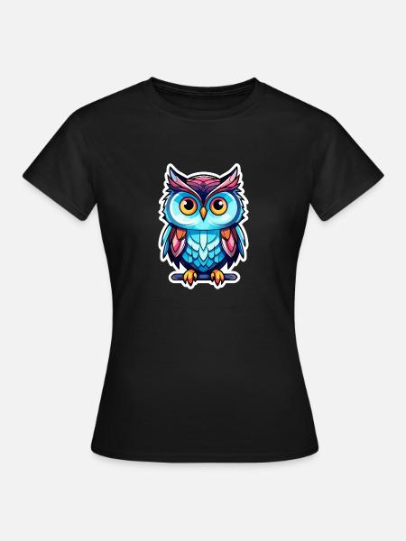 Eule Illustration - Frauen T-Shirt - Schwarz