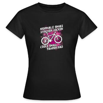 Coole Oma fährt Fahrrad lustiger Omaspruch - Frauen T-Shirt - Schwarz - Vorne - AI Model Female 172 dark (172cm)