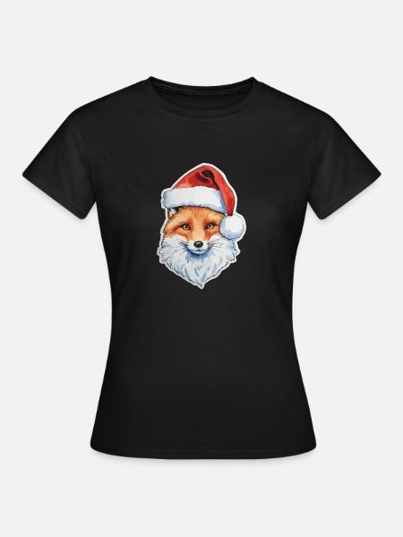Fuchs Weihnachten Wasserfarben - Frauen T-Shirt - Schwarz