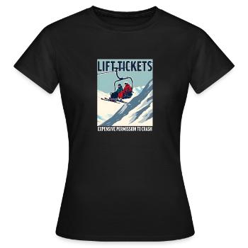 Billets de remontées mécaniques – ski et plaisir sur les pistes - T-shirt Femme - noir - Devant - AI Model Female 172 dark (172cm)