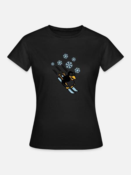 pinguin_ski_022011_h_3c - Frauen T-Shirt - Schwarz