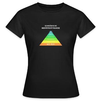 Schwäbische Bedürfnispyramide - Meine Ruhe Lustig - Frauen T-Shirt - Schwarz - Vorne - AI Model Female 172 dark (172cm)