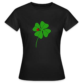 La feuille de la fortune avec coccinelle - T-shirt Femme - noir - Devant - AI Model Female 172 dark (172cm)
