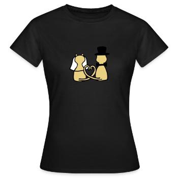 cat wedding - Women's T-Shirt - black - Front - AI Model Female 172 dark (172cm)