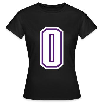 0 - Zahl 0 - Trikotnummer zweifarbig farbe ändern - Frauen T-Shirt - Schwarz - Vorne - AI Model Female 172 dark (172cm)