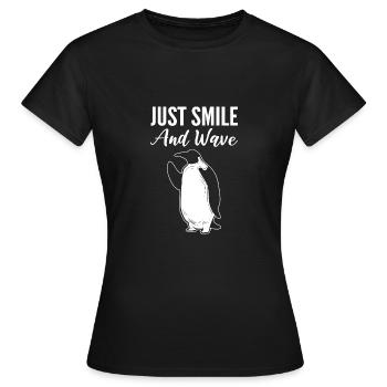 Lächeln und winken Freundliche Person Gift - Frauen T-Shirt - Schwarz - Vorne - AI Model Female 172 dark (172cm)