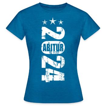 Abitur 2024 - Frauen T-Shirt - Antikblaues Saphir meliert - Vorne - AI Model Female 172 dark (172cm)