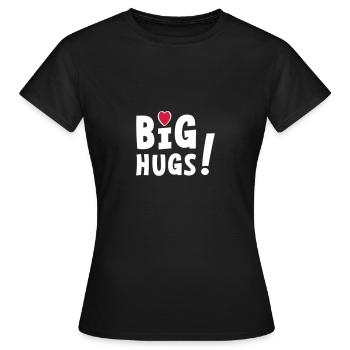 Big hugs with hearts. Embrace, embrace, hearts. - Women's T-Shirt - black - Front - AI Model Female 172 dark (172cm)