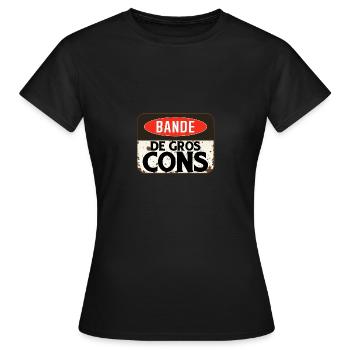 Panel Beleidigung Band große Nachteile Humor provokativ - Frauen T-Shirt - Schwarz - Vorne - AI Model Female 172 dark (172cm)
