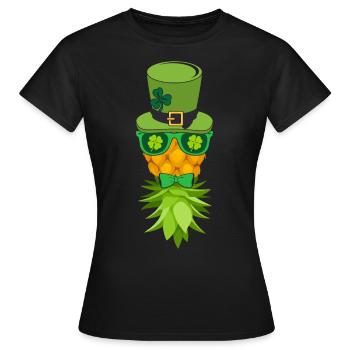 Ananas de Sainte-Patty avec trèfle de lierre - T-shirt Femme - noir - Devant - AI Model Female 172 dark (172cm)