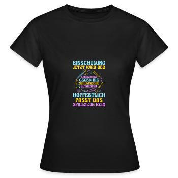 Jeunes quittant les garderies pour la rentrée scolaire Inscription des enfants à l’école - T-shirt Femme - noir - Devant - AI Model Female 172 dark (172cm)