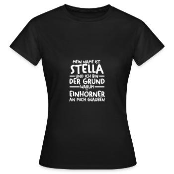 Prénom Stella - T-shirt Femme - noir - Devant - AI Model Female 172 dark (172cm)