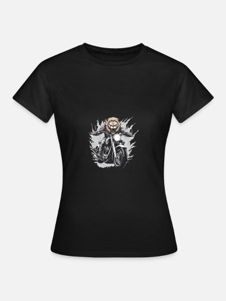 Motorrad Biker Löwe - Dame-T-shirt - sort