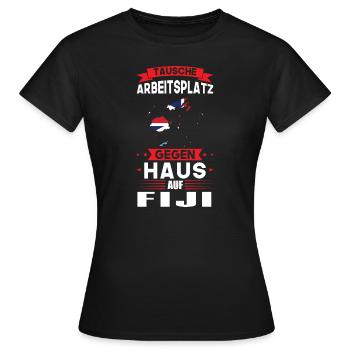 Fiji Flagge Fidschianisch Geschenk - Frauen T-Shirt - Schwarz - Vorne - AI Model Female 172 dark (172cm)
