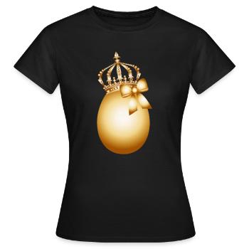 goldenes Ei mit goldener Krone und Gold Schleife - Frauen T-Shirt - Schwarz - Vorne - AI Model Female 172 dark (172cm)