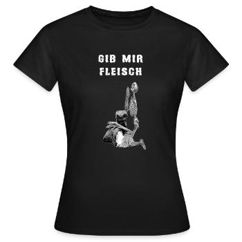 Skeleton prays - give me meat - grain grain grain - Women's T-Shirt - black - Front - AI Model Female 172 dark (172cm)