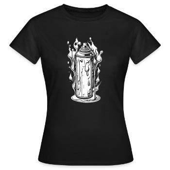 Bombe aérosol comique avec des gouttes et des flammes - T-shirt Femme - noir - Devant - AI Model Female 172 dark (172cm)